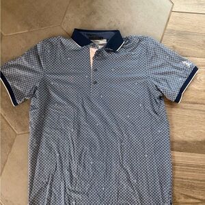 Greyson Navy and White Patterned Polo Shirt